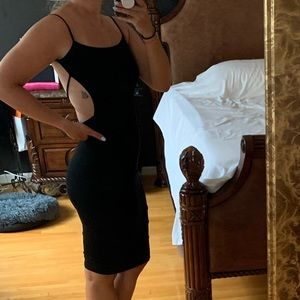 Tight black backless dress